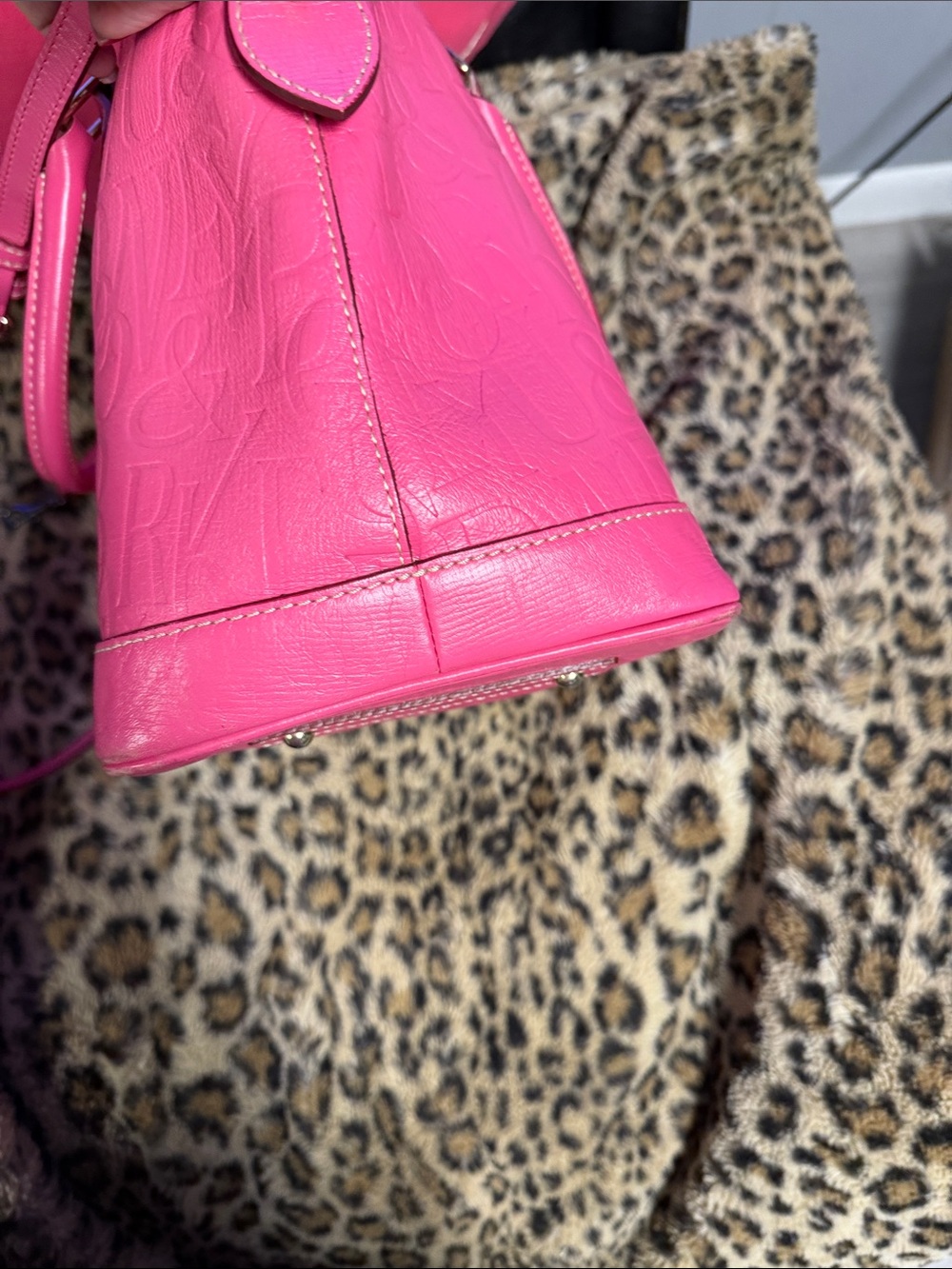 Dooney & Bourke Bright Pink Embossed Dome Satchel - Picture 6 of 8